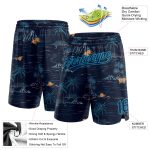 Custom Name Number 3D Pattern Basketball Shorts Hawaii Palm Trees Navy Blue Personalized Navy Lakes Blue 3D Pattern Hawaii
