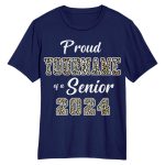 Custom Navy Leopard Print 3D Graduation T-Shirt with Personalized Name and Number, Team Apparel Personalized Navy Leopard