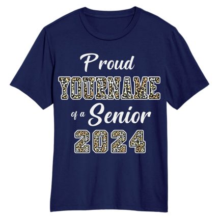 Custom Navy Leopard Print 3D Graduation T-Shirt with Personalized Name and Number, Team Apparel Personalized Navy Leopard