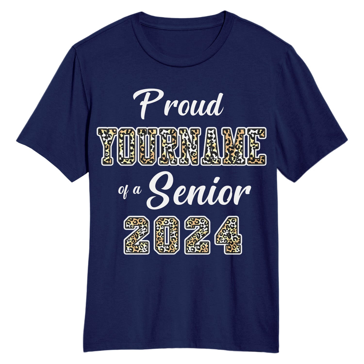 Custom Navy Leopard Print 3D Graduation T-Shirt with Personalized Name and Number, Team Apparel Personalized Navy Leopard