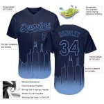 Custom Chicago City Edition 3D Authentic Baseball Jersey - Personalized Navy Light Blue with Name and Number Personalized