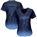 Custom Chicago City Edition 3D Authentic Baseball Jersey - Personalized Navy Light Blue with Name and Number Personalized