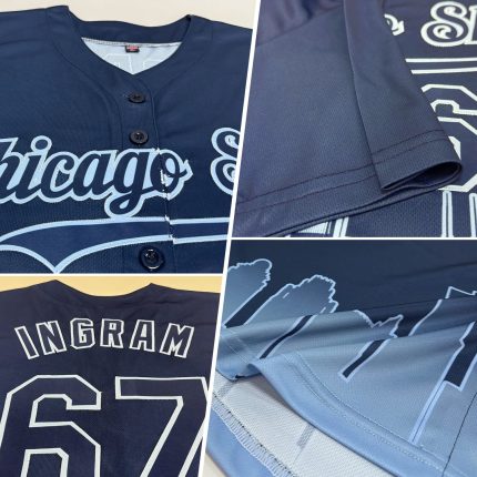 Custom Chicago City Edition 3D Authentic Baseball Jersey - Personalized Navy Light Blue with Name and Number Personalized
