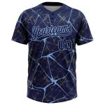 Custom Softball Jersey with Name and Number, 3D Pattern, Navy & Light Blue, Unisex, Two-Button Design Personalized Navy Light