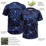 Custom Softball Jersey with Name and Number, 3D Pattern, Navy & Light Blue, Unisex, Two-Button Design Personalized Navy Light