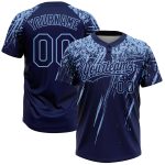 Customized Abstract 3D Navy Light Blue Softball Jersey - Unisex Two-Button with Team Name and Number Personalized Navy Light