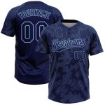 Custom Name Number Softball Jersey Unisex Two-Button Navy Light Blue 3D Pattern Curve Lines Personalized Navy Light Blue