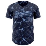 Custom Navy Blue Light 3D Abstract Network Baseball Jersey with Personalized Name and Number Personalized Navy Light Blue