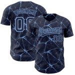 Custom Navy Blue Light 3D Abstract Network Baseball Jersey with Personalized Name and Number Personalized Navy Light Blue
