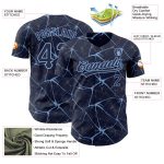 Custom Navy Blue Light 3D Abstract Network Baseball Jersey with Personalized Name and Number Personalized Navy Light Blue