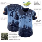 Custom Name Number Baseball Jersey - Personalized Navy Light Blue 3D Abstract Grunge Art Design Personalized Navy Light Blue