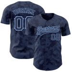 Custom Name Number Baseball Jersey - Personalized Navy Light Blue 3D Pattern Curve Lines Authentic Design Personalized Navy