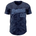Custom Name Number Baseball Jersey - Personalized Navy Light Blue 3D Pattern Curve Lines Authentic Design Personalized Navy