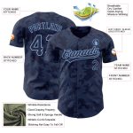 Custom Name Number Baseball Jersey - Personalized Navy Light Blue 3D Pattern Curve Lines Authentic Design Personalized Navy