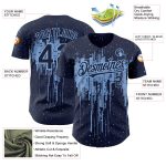 Custom Name & Number Baseball Jersey - Personalized Dripping Splatter Art in Navy & Light Blue 3D Pattern Design Personalized