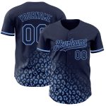 Personalized Leopard Print Baseball Jersey with Custom Name & Number - Navy Light Blue 3D Pattern Design Personalized Navy