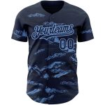 Personalized Mountain Baseball Jersey with Custom Name and Number in Navy Light Blue 3D Pattern Design Personalized Navy