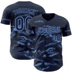 Personalized Mountain Baseball Jersey with Custom Name and Number in Navy Light Blue 3D Pattern Design Personalized Navy