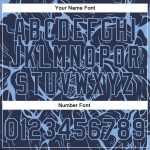 Personalized Abstract Tiger 3D Pattern Varsity Jacket with Custom Name & Number - Navy Light Blue Bomber Full-Snap Design