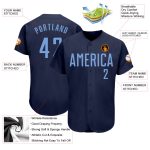 Custom Name and Number Personalized Authentic Baseball Jersey in Navy and Light Blue Personalized Navy Light Blue Authentic