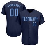 Custom Name and Number Personalized Authentic Baseball Jersey in Navy and Light Blue Personalized Navy Light Blue Authentic