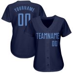 Custom Name and Number Personalized Authentic Baseball Jersey in Navy and Light Blue Personalized Navy Light Blue Authentic