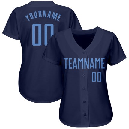 Custom Name and Number Personalized Authentic Baseball Jersey in Navy and Light Blue Personalized Navy Light Blue Authentic