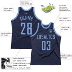 Custom Personalized Basketball Jersey - Navy Light Blue Authentic Throwback with Team Name and Number Personalized Navy Light