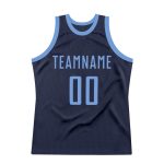 Custom Personalized Basketball Jersey - Navy Light Blue Authentic Throwback with Team Name and Number Personalized Navy Light