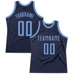 Custom Personalized Basketball Jersey - Navy Light Blue Authentic Throwback with Team Name and Number Personalized Navy Light