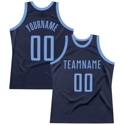 Custom Personalized Basketball Jersey - Navy Light Blue Authentic Throwback with Team Name and Number Personalized Navy Light