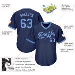 Custom Name Number Baseball Jersey Shirt - Personalized Navy Light Blue Authentic Throwback Rib-Knit Personalized Navy Light
