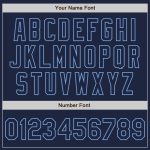 Custom Name and Number Personalized Bomber Jacket Light Blue Navy Two Tone Varsity Full-Snap Letterman Personalized Navy