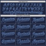 Custom Name and Number Personalized Bomber Jacket Light Blue Navy Two Tone Varsity Full-Snap Letterman Personalized Navy