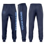 Custom Name Number Personalized Fleece Jogger Sweatpants in Navy Light Blue Personalized Navy Light Blue Fleece Jogger Sweatpants