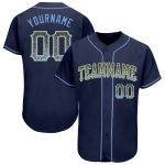 Custom Name Number Baseball Jersey - Personalized Navy Light Blue Gold Drift Fashion Team Design Personalized Navy Light