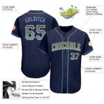 Custom Name Number Baseball Jersey - Personalized Navy Light Blue Gold Drift Fashion Team Design Personalized Navy Light