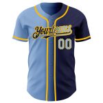 Custom Navy Light Blue-Gold Gradient Fashion Baseball Jersey with Personalized Name and Number - Team Gear Personalized Navy