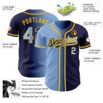 Custom Navy Light Blue-Gold Gradient Fashion Baseball Jersey with Personalized Name and Number - Team Gear Personalized Navy