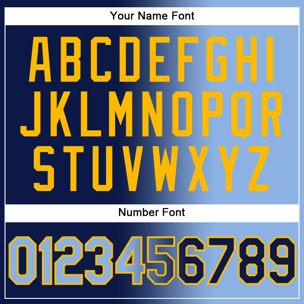 Personalized Navy Light Blue-Gold Gradient Fashion Two-Button Unisex Softball Jersey Team Custom Name and Number Custom Team Name and Number Unisex Softball Jersey - Personalized Navy Light Blue Gold Gradient Two-Button Design Personalized - Image 5