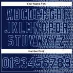 Custom Name and Number Personalized Navy Blue Halftone 3D Pattern Varsity Letterman Bomber Full-Snap Jacket Personalized