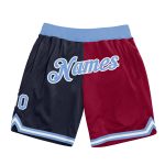 Custom Name Number Basketball Shorts - Personalized Navy Light Blue Maroon Authentic Throwback Fashion Split Design Personalized