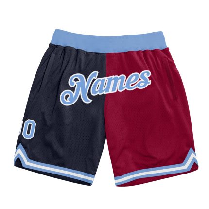 Custom Name Number Basketball Shorts - Personalized Navy Light Blue Maroon Authentic Throwback Fashion Split Design Personalized