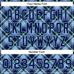 Custom Name and Number Varsity Jacket - Personalized 3D Pattern Check Bomber in Navy, Light Blue, Neon Green Personalized
