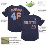 Custom Name and Number Personalized Navy Light Blue-Orange Mesh Baseball Jersey - Authentic Throwback Team Jersey Personalized