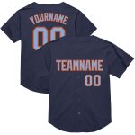 Custom Name and Number Personalized Navy Light Blue-Orange Mesh Baseball Jersey - Authentic Throwback Team Jersey Personalized