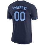 Custom Team Name Number Navy Light Blue Performance T-Shirt - Personalized Sports Tee Personalized Navy Light Blue Performance