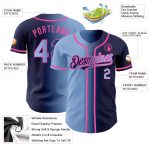 Custom Name and Number Personalized Navy Light Blue Pink Baseball Jersey | Authentic Gradient Fashion Team Jersey Personalized