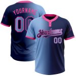 Personalized Softball Jersey Custom Name Number Unisex Two-Button Navy Light Blue-Pink Gradient Fashion Personalized Navy