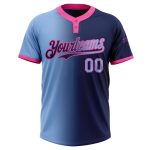 Personalized Softball Jersey Custom Name Number Unisex Two-Button Navy Light Blue-Pink Gradient Fashion Personalized Navy